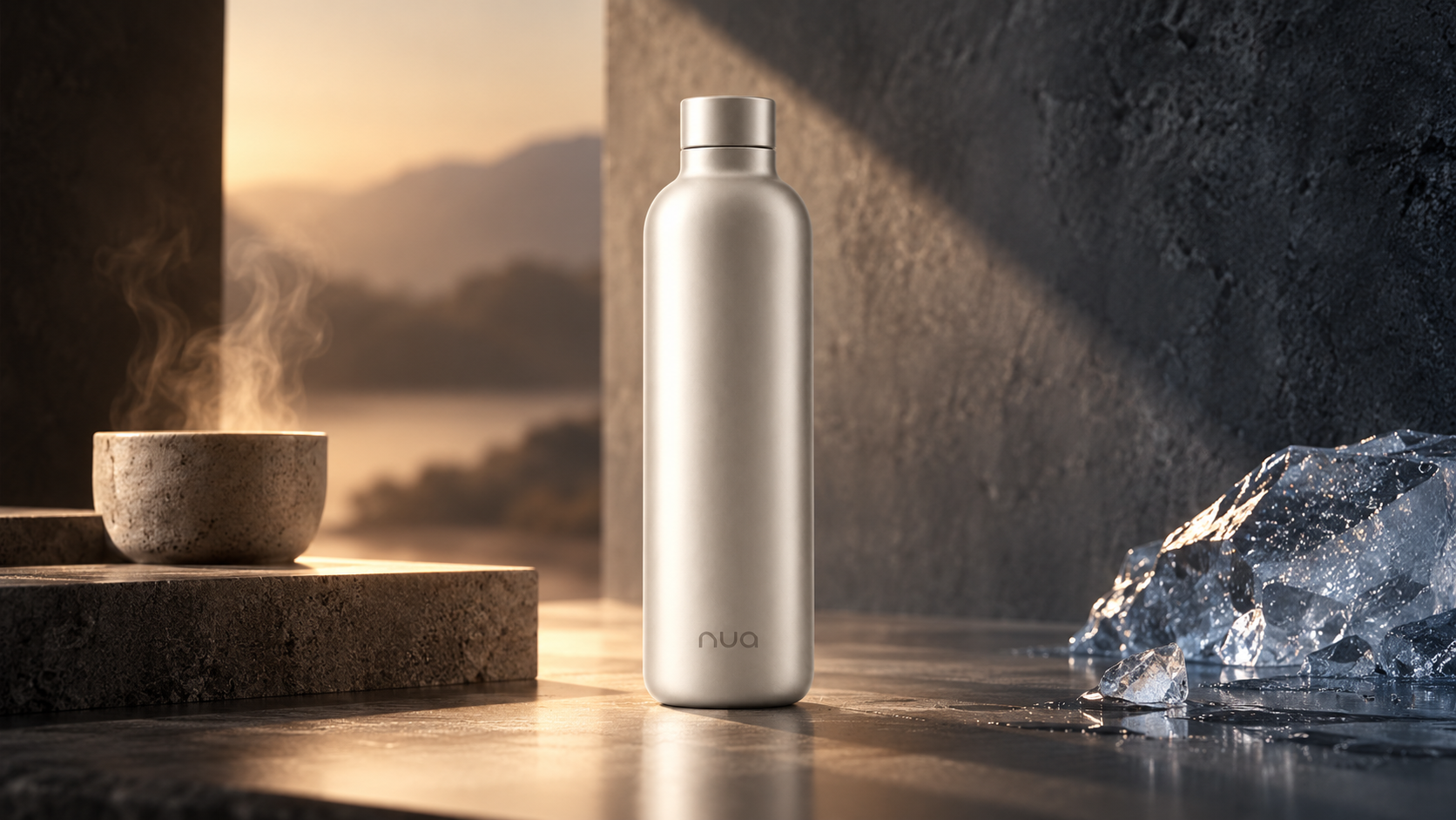 Nua Bottle in a temperature-inspired studio scene.